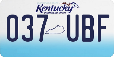 KY license plate 037UBF
