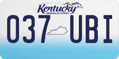 KY license plate 037UBI