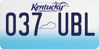 KY license plate 037UBL