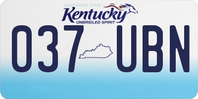 KY license plate 037UBN