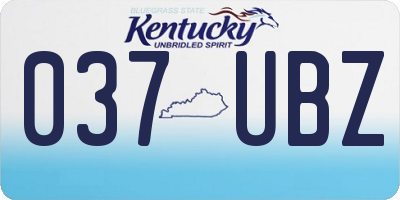 KY license plate 037UBZ
