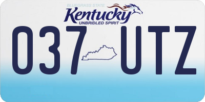 KY license plate 037UTZ