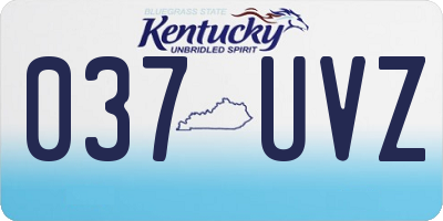 KY license plate 037UVZ