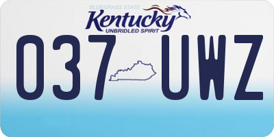 KY license plate 037UWZ