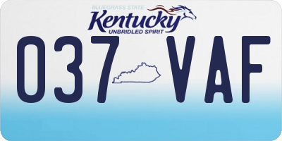 KY license plate 037VAF