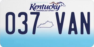 KY license plate 037VAN