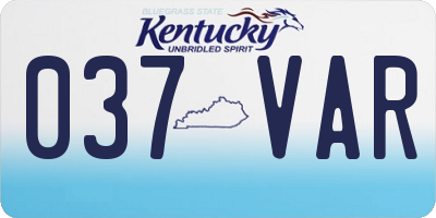 KY license plate 037VAR