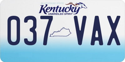 KY license plate 037VAX