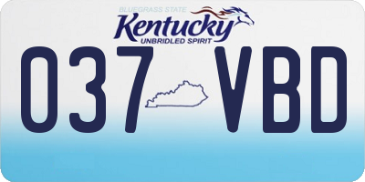 KY license plate 037VBD