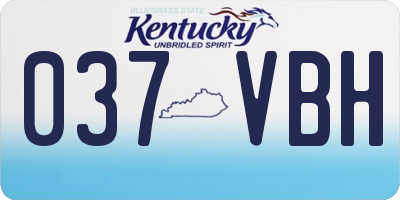 KY license plate 037VBH