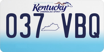 KY license plate 037VBQ