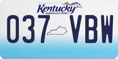 KY license plate 037VBW