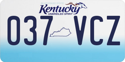 KY license plate 037VCZ