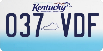 KY license plate 037VDF