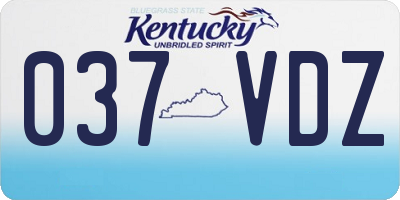 KY license plate 037VDZ