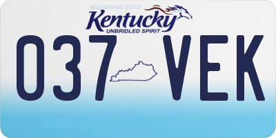 KY license plate 037VEK