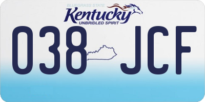 KY license plate 038JCF