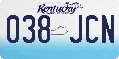 KY license plate 038JCN