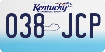 KY license plate 038JCP