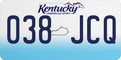 KY license plate 038JCQ