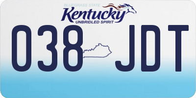 KY license plate 038JDT