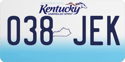 KY license plate 038JEK