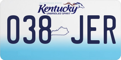 KY license plate 038JER