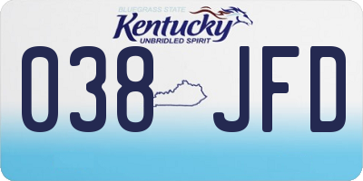 KY license plate 038JFD