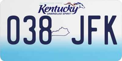 KY license plate 038JFK