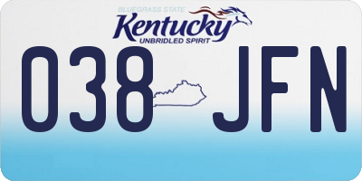KY license plate 038JFN