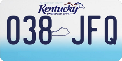 KY license plate 038JFQ
