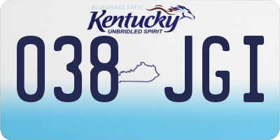 KY license plate 038JGI