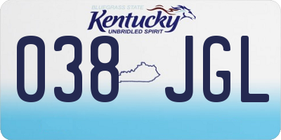KY license plate 038JGL