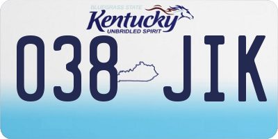 KY license plate 038JIK