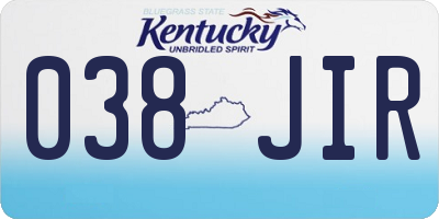 KY license plate 038JIR