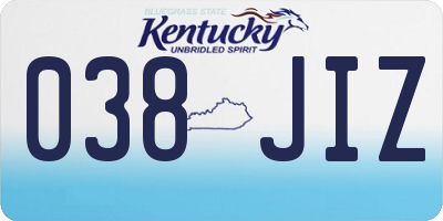 KY license plate 038JIZ
