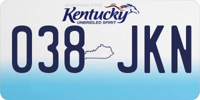 KY license plate 038JKN