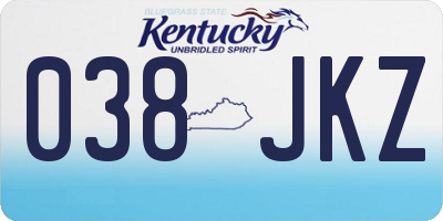 KY license plate 038JKZ