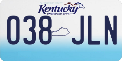 KY license plate 038JLN