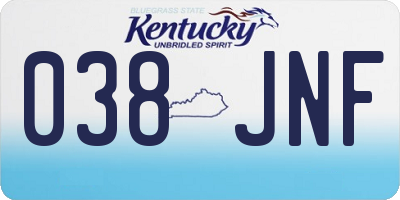 KY license plate 038JNF