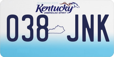 KY license plate 038JNK