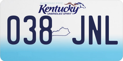 KY license plate 038JNL