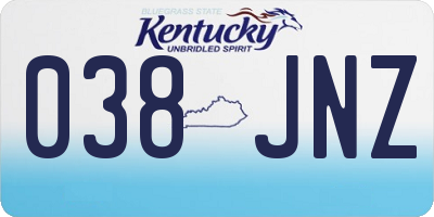 KY license plate 038JNZ