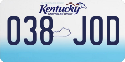 KY license plate 038JOD