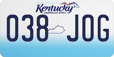 KY license plate 038JOG
