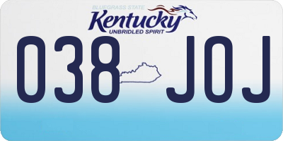 KY license plate 038JOJ