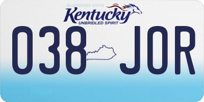 KY license plate 038JOR