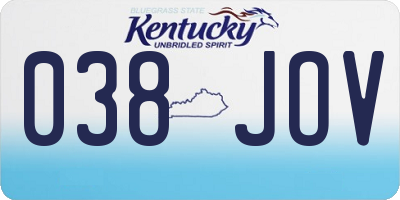KY license plate 038JOV