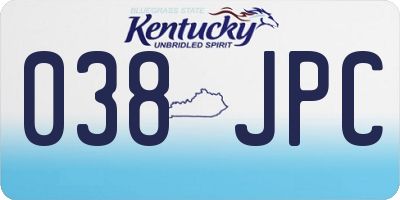KY license plate 038JPC