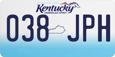 KY license plate 038JPH